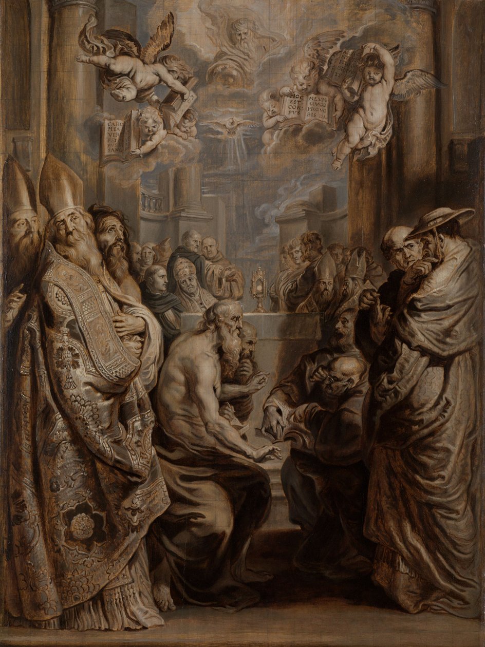 La disputa sobre la presencia de Cristo en la Eucaristía de Abraham van Diepenbeeck
