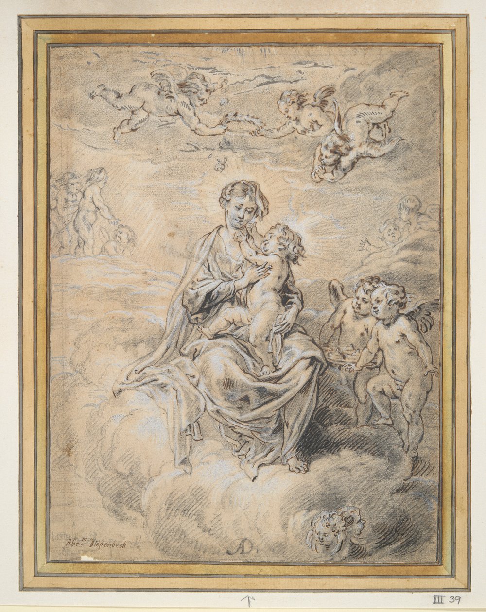 Virgen y niña en el cielo, con Putti de Abraham van Diepenbeeck