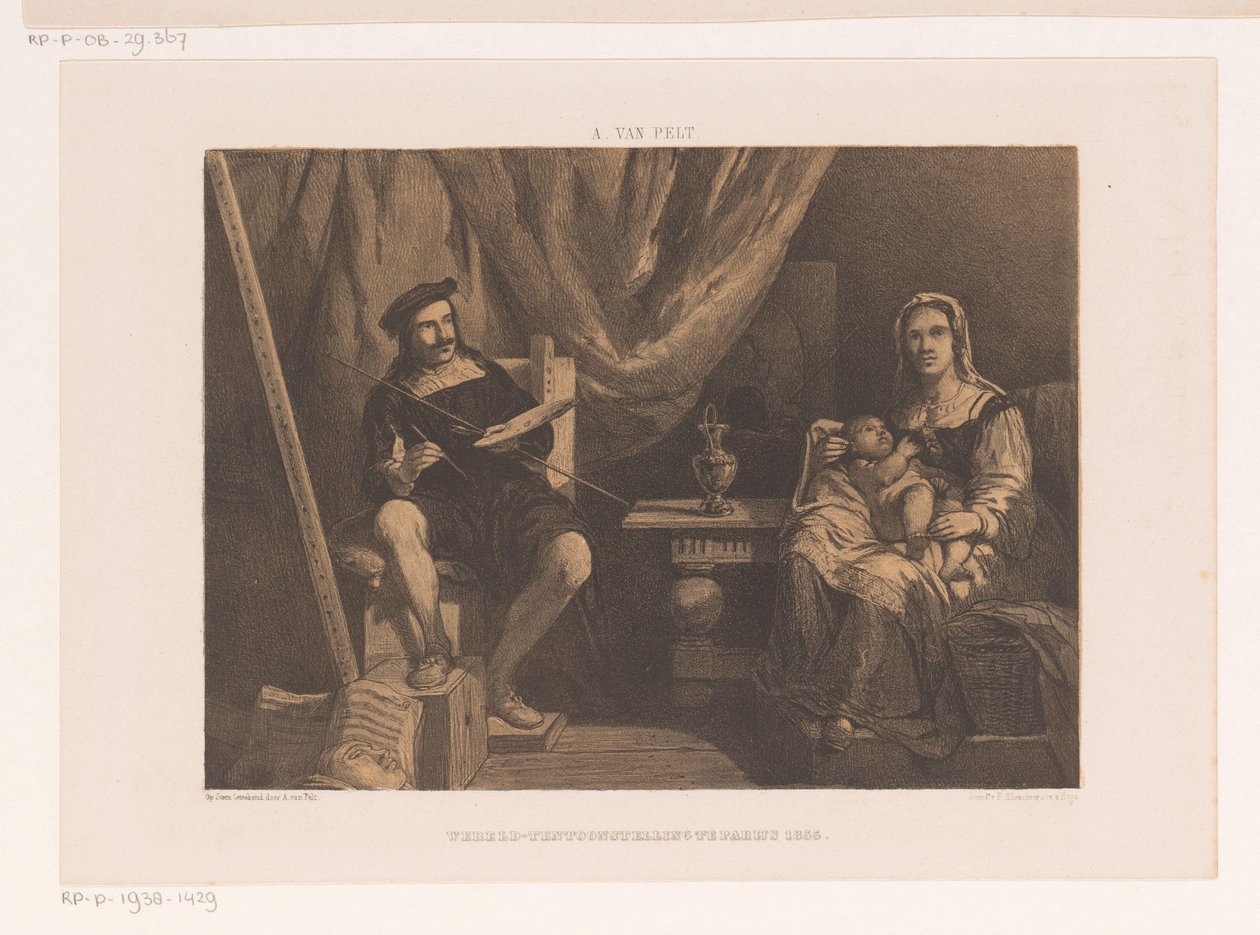 Pintor con su mujer y su hijo en su estudio
Feria Mundial de París 1855 (título de la serie) de Abraham van Pelt
