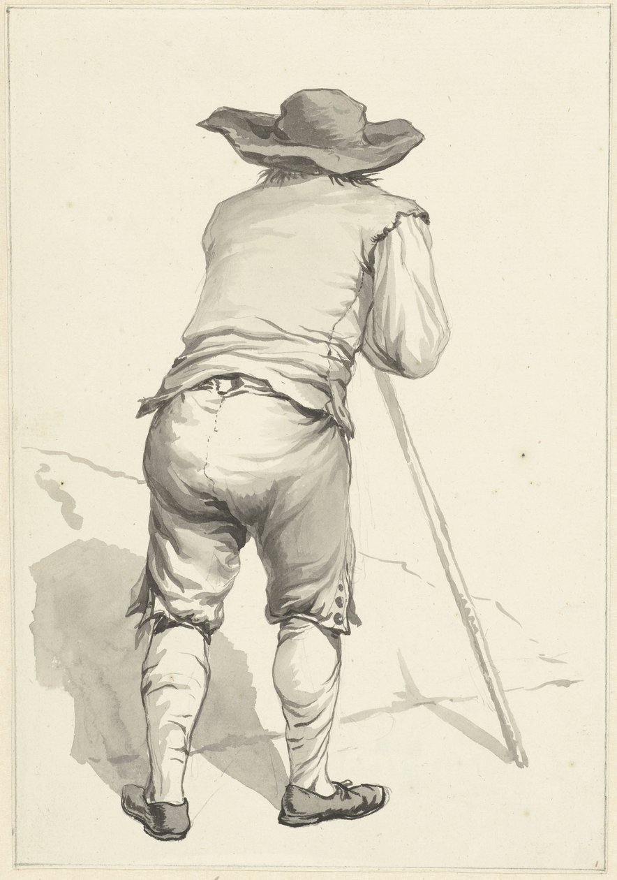 Hombre apoyado en un palo, visto desde atrás de Abraham van Strij (I)