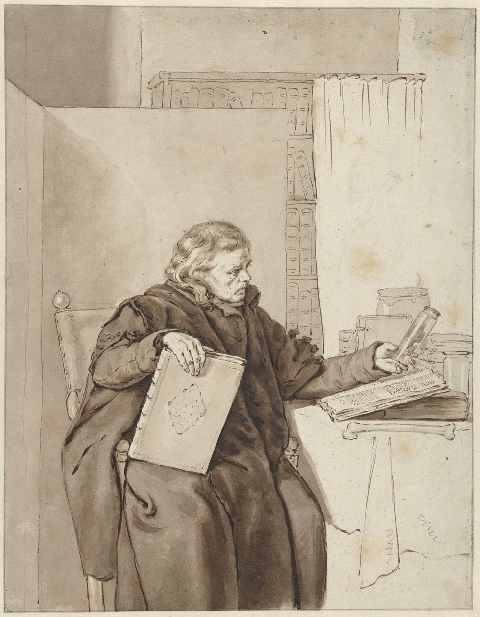 Retrato de un anciano en una sala de estudio de Abraham van Strij (I)