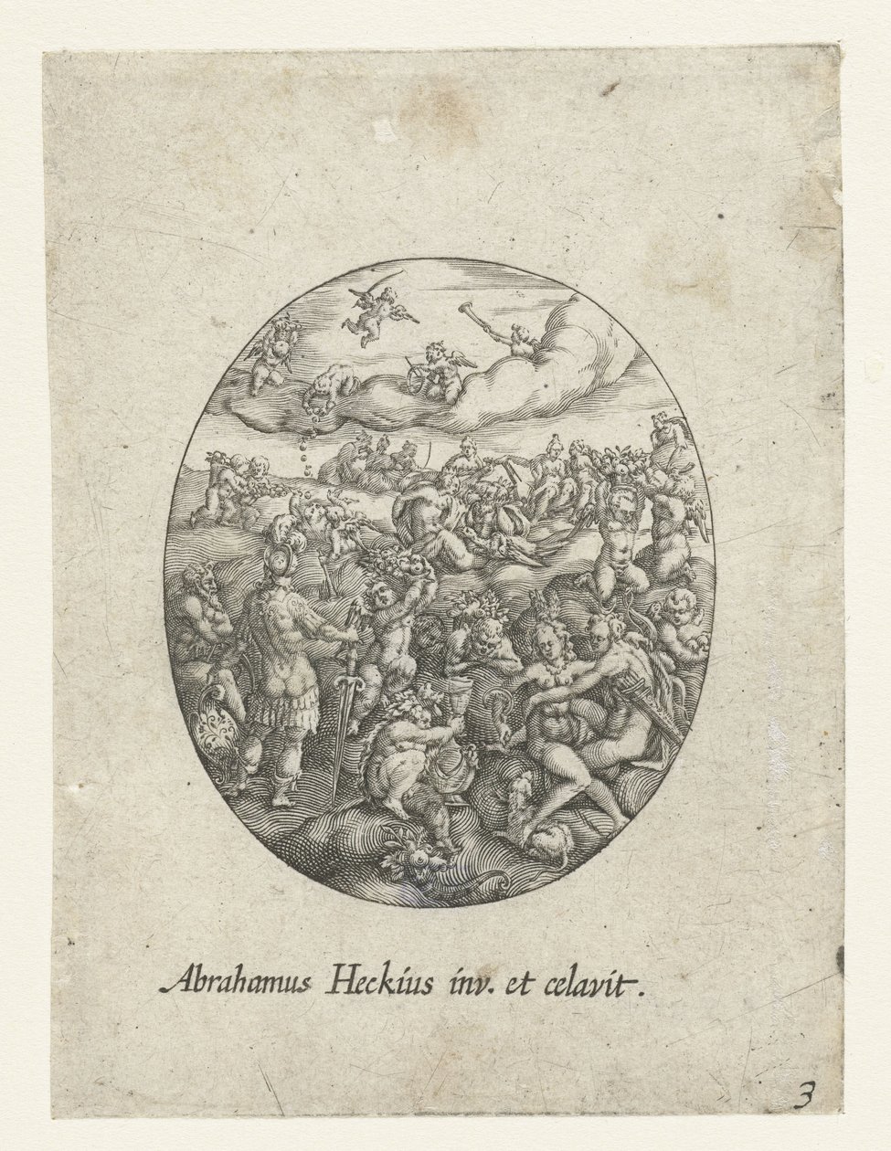 Óvalo con los dioses olímpicos en las nubes Konstbuchlein the goldsmiths official (título de la serie) de Abraham van den Hecken