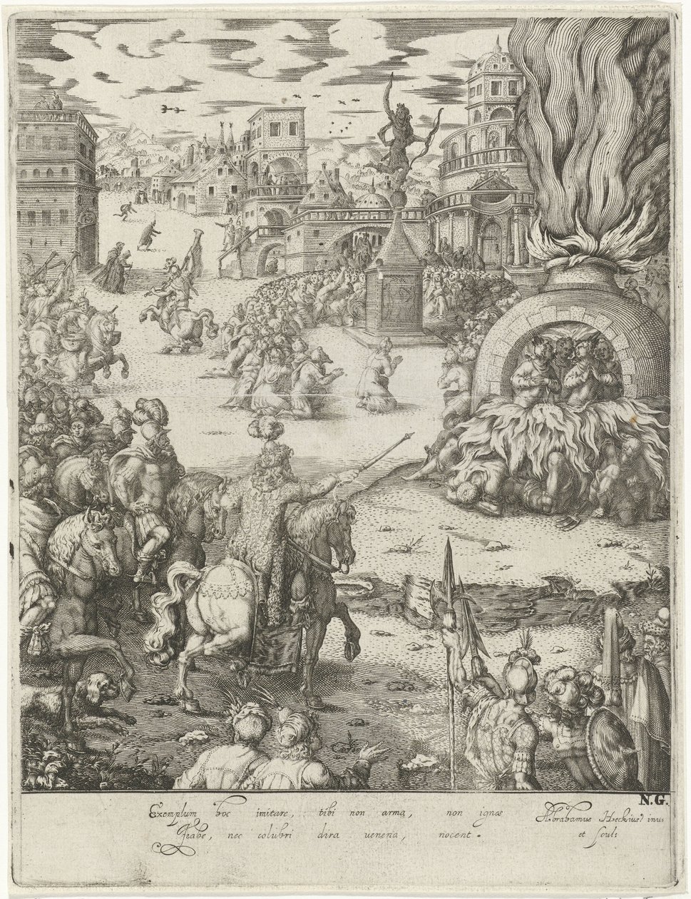 Sadrac, Mesac y Abednego en el horno de fuego de Abraham van den Hecken