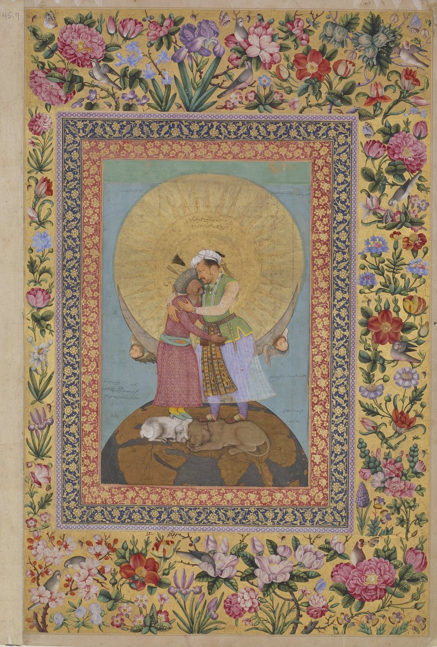 El Álbum de San Petersburgo - Representación alegórica del Emperador Jahangir y Shah de Abul Hasan