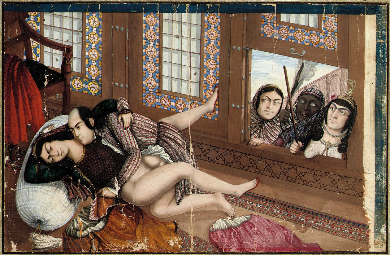 Abrazando amantes, segunda mitad del siglo XIX (gouache sobre papel) (véase también 2629159-60) de Abu