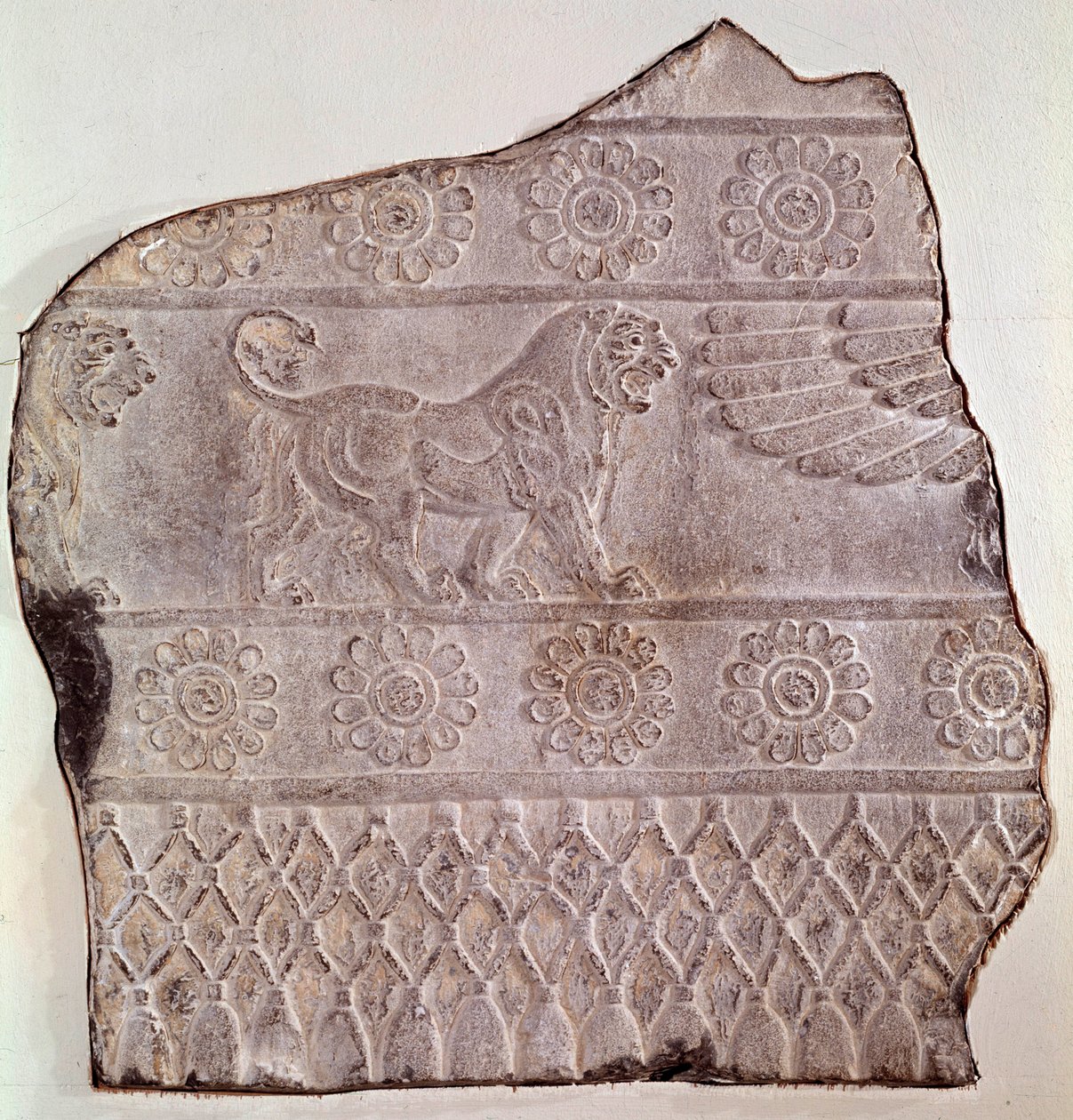 Fragmento de bajorrelieve que representa un león caminando. De Persépolis (Irán) Época Aqueménida, 460 a.C. Seattle, Museo de Arte de Achaemenid