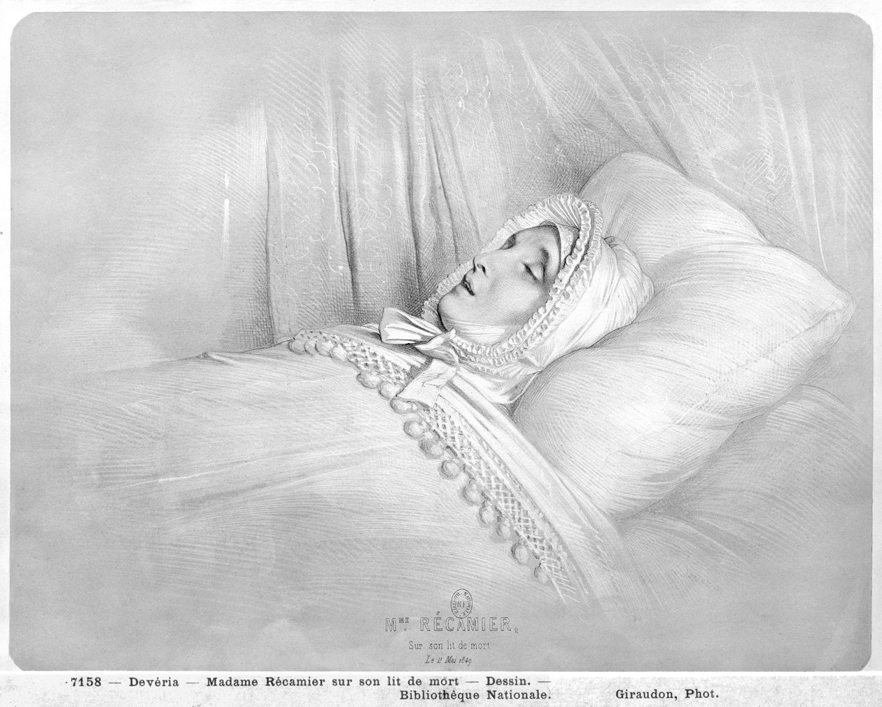 Madame Recamier (1777-1849) en su lecho de muerte, 11 de mayo de 1849 de Achille Devéria