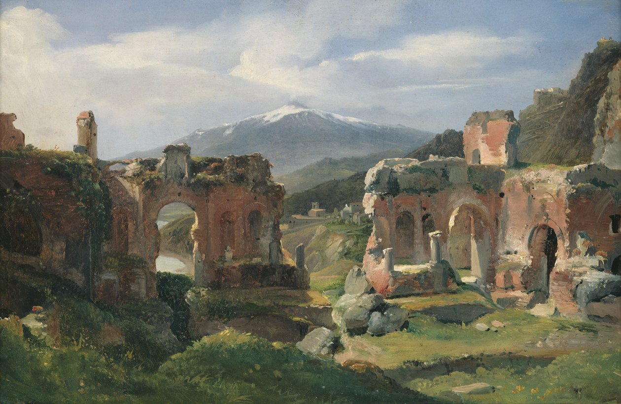 Ruinas del Teatro en Taormina de Achille Etna Michallon