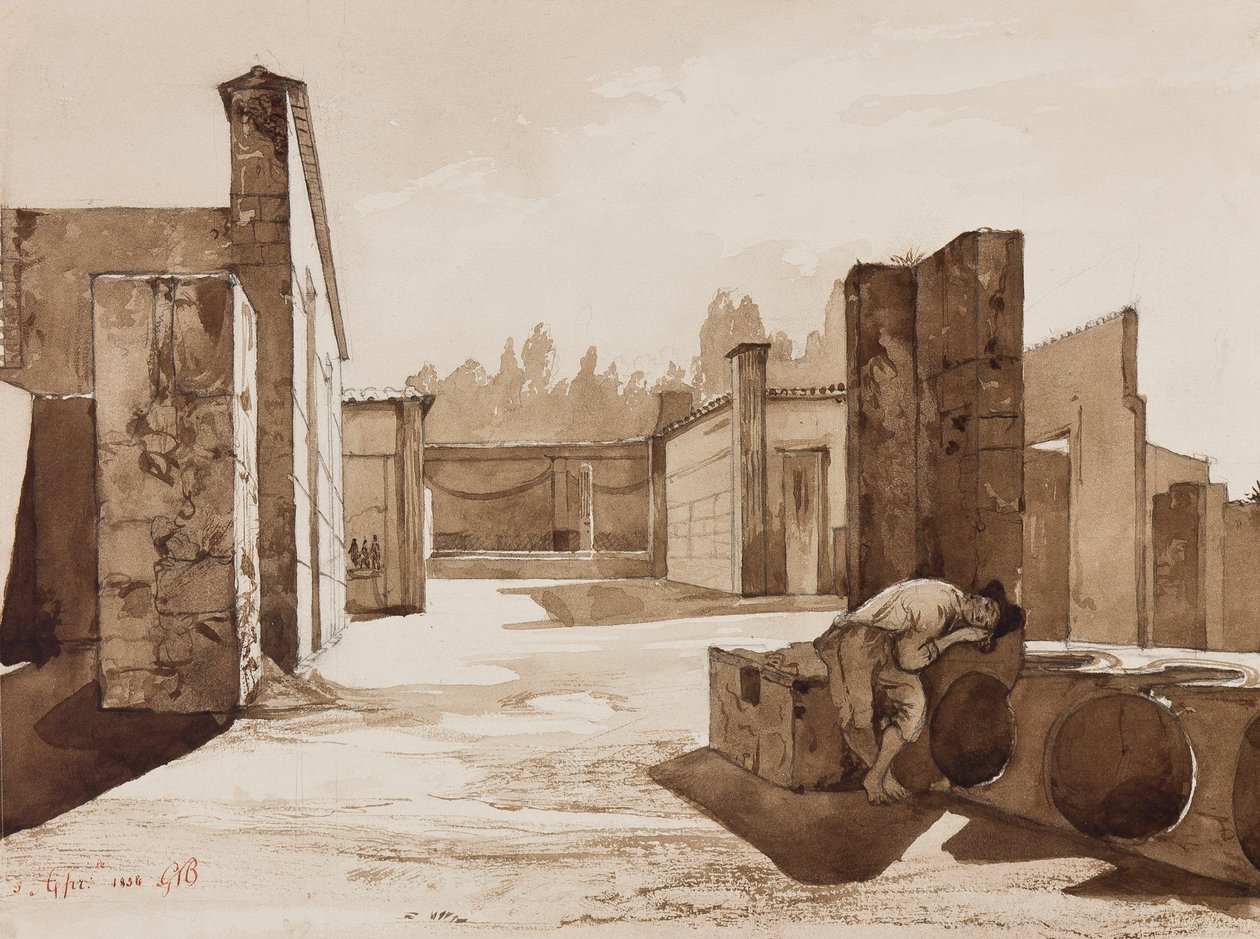 Una vista pompeyana, con adiciones del Príncipe Gaetano Maria Federico di Borbone, 1854 de Achille Vianelli