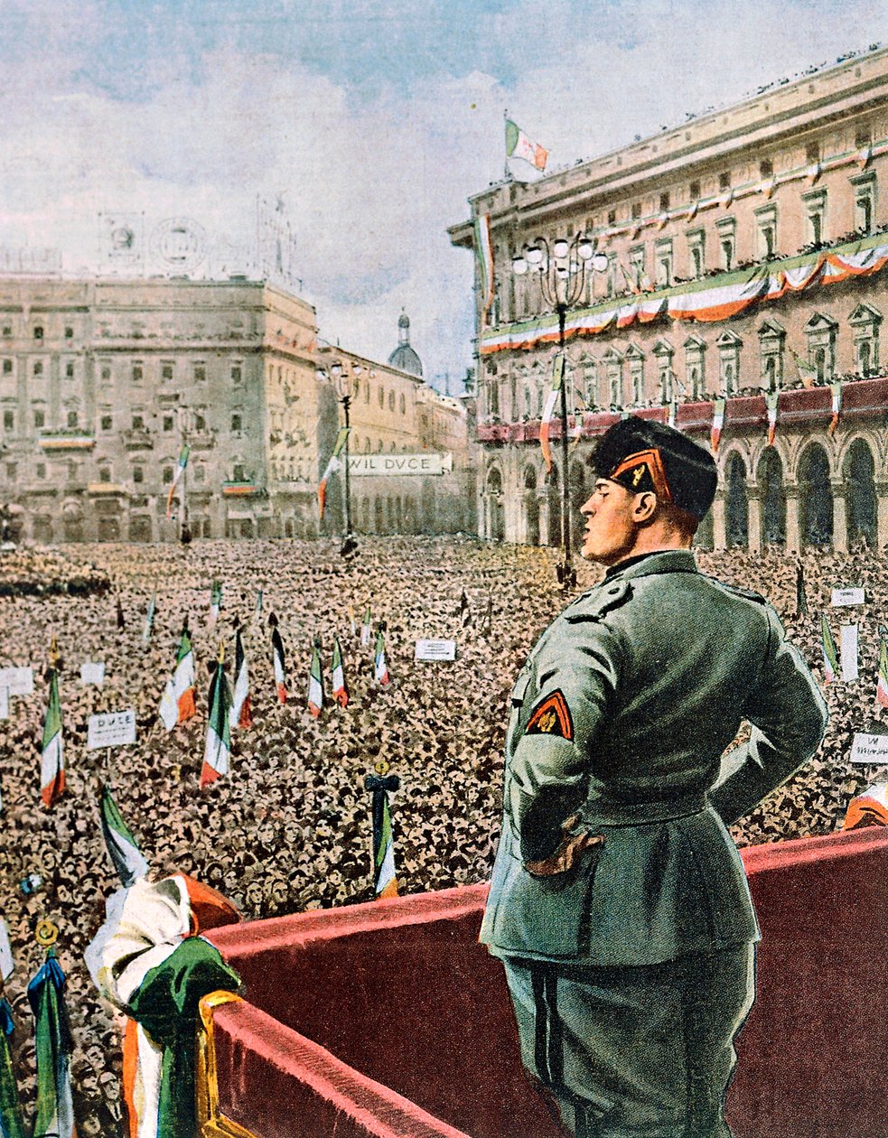 Discurso del Duce en la Piazza Duomo en Milán, mayo de 1930 de Achille Beltrame