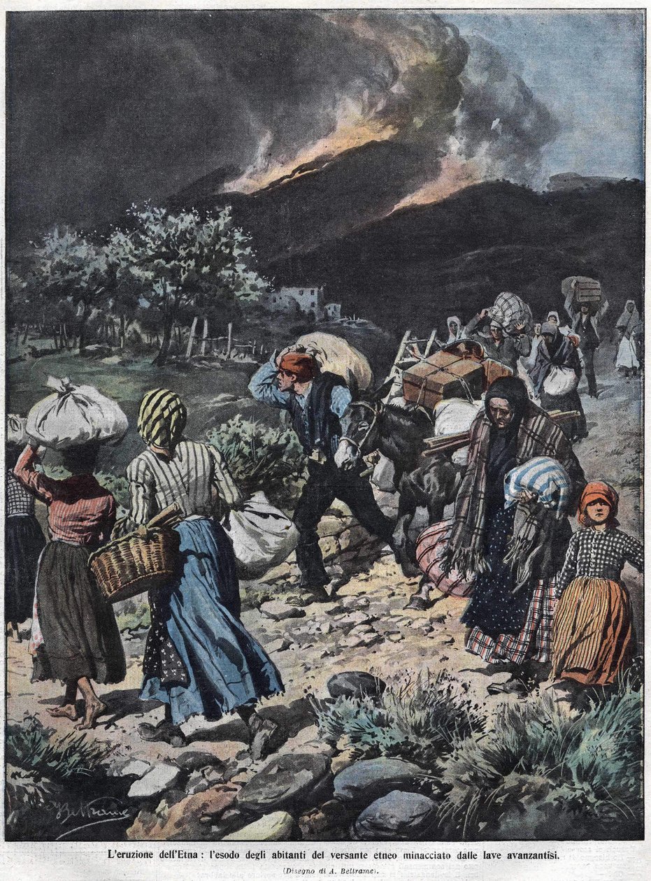 Erupción del Etna en 1910. Ilustración de Achilles Beltrame. de Achille Beltrame