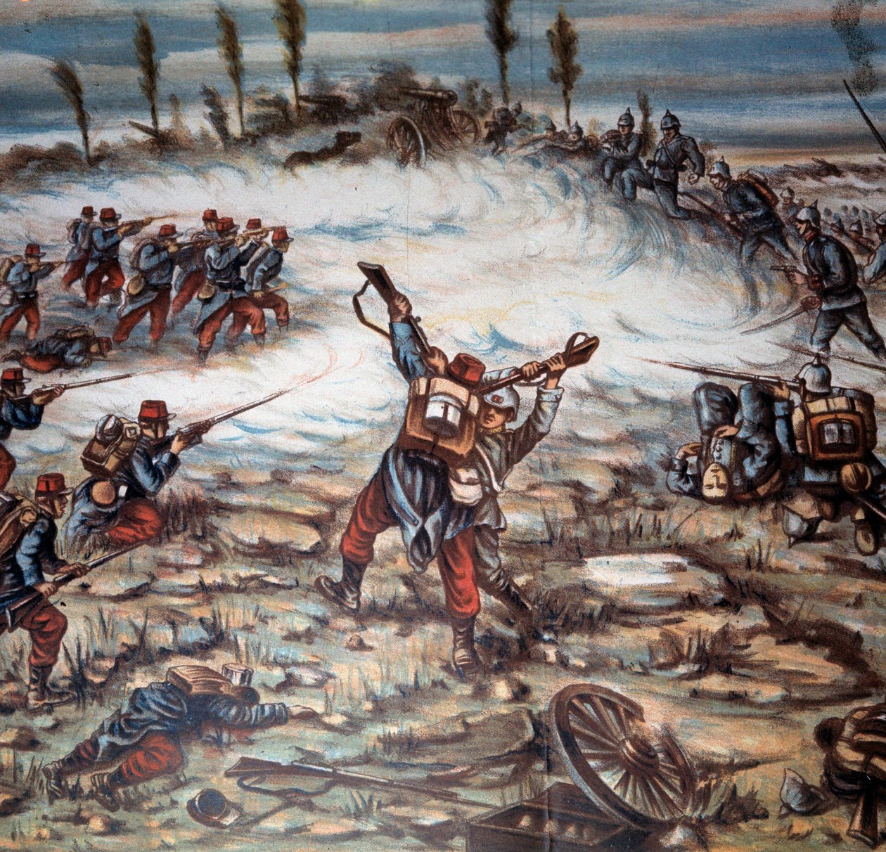 Primera Guerra Mundial (1914-1918): una batalla entre las fuerzas armadas francesas y alemanas entre Altkirch y Mulhouse el 21/08/1914 de Achille Beltrame
