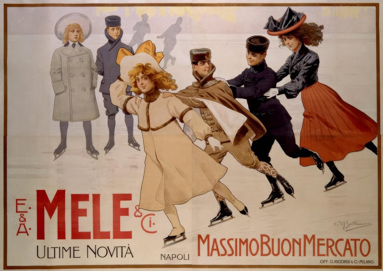 Jóvenes patinadores / Cartel 1902 de Achille Beltrame