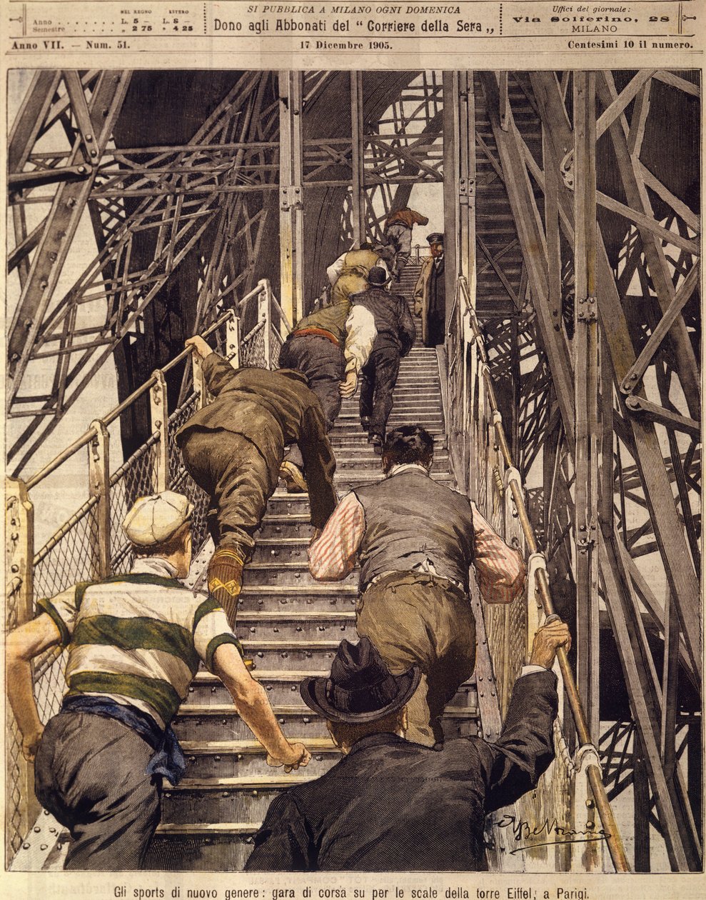 Nuevos deportes: carrera de escaleras en la Torre Eiffel en París, 17 de diciembre de Achille Beltrame