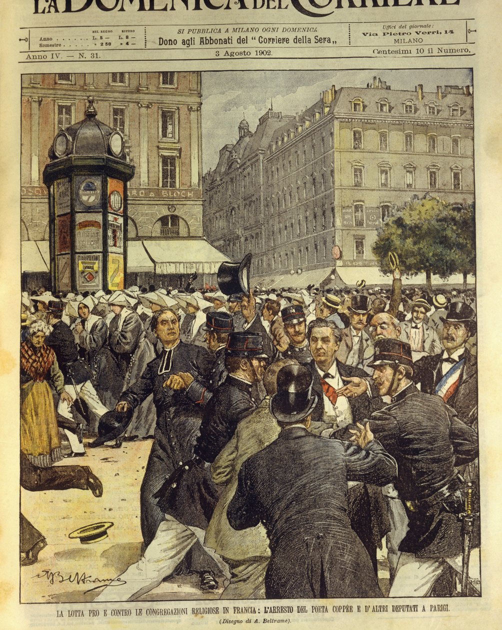 Lucha a favor y en contra de las congregaciones religiosas en Francia, 3 de agosto de Achille Beltrame