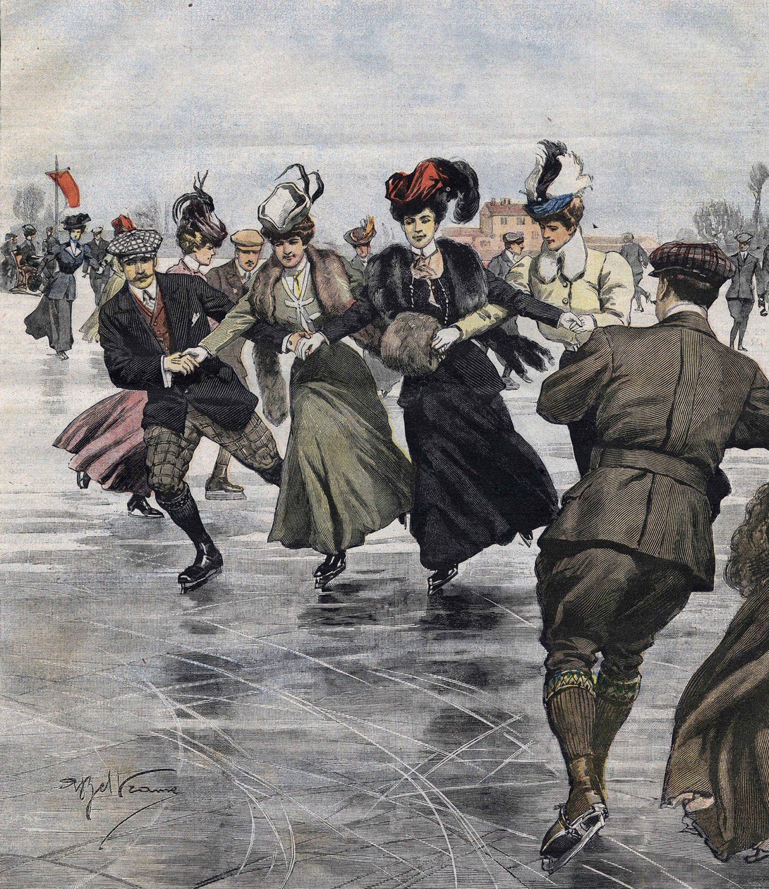 Diversión de invierno. Patinadores. de Achille Beltrame
