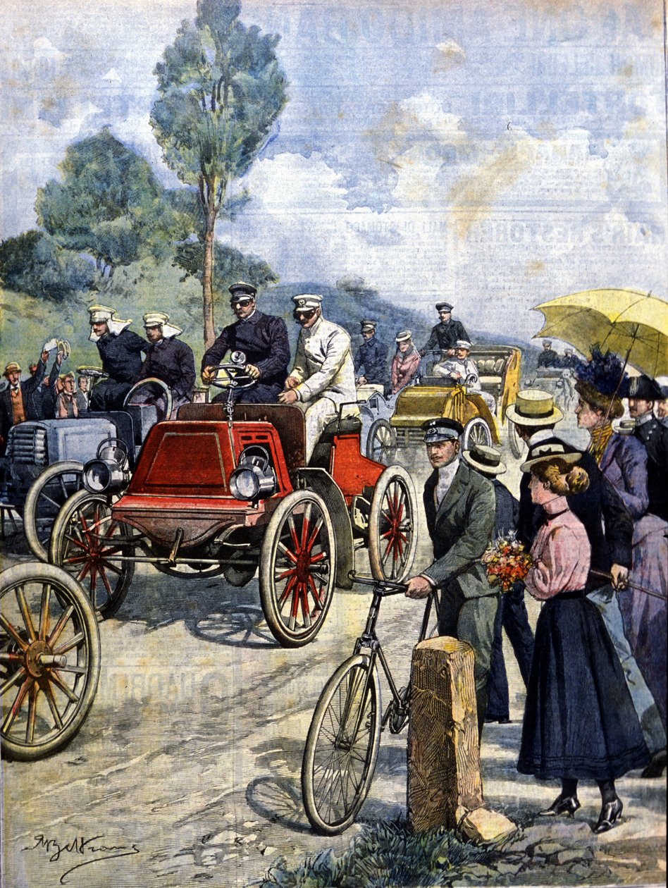 Primera vuelta a Italia en coche en 1901 (Ilustración de Achilles Beltrame) de Achille Beltrame