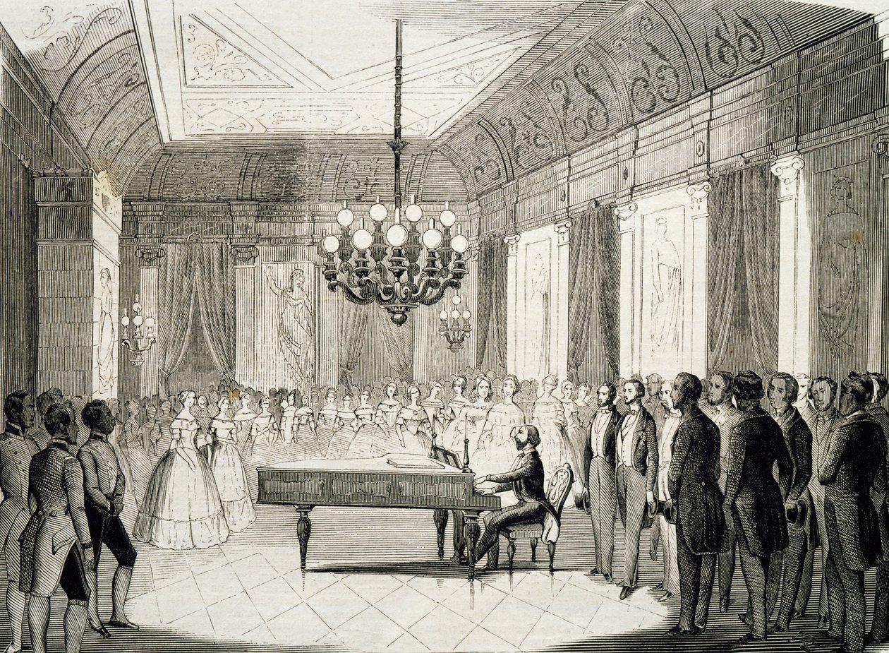Velada musical con piano, de Achille Deveria (1800-1857), grabado, Francia de Achille Devéria