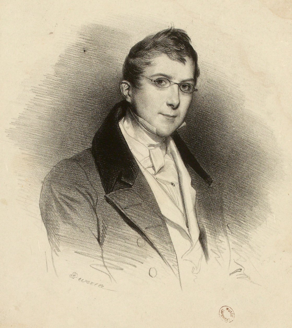 Retrato de un joven desconocido con gafas de Achille Devéria
