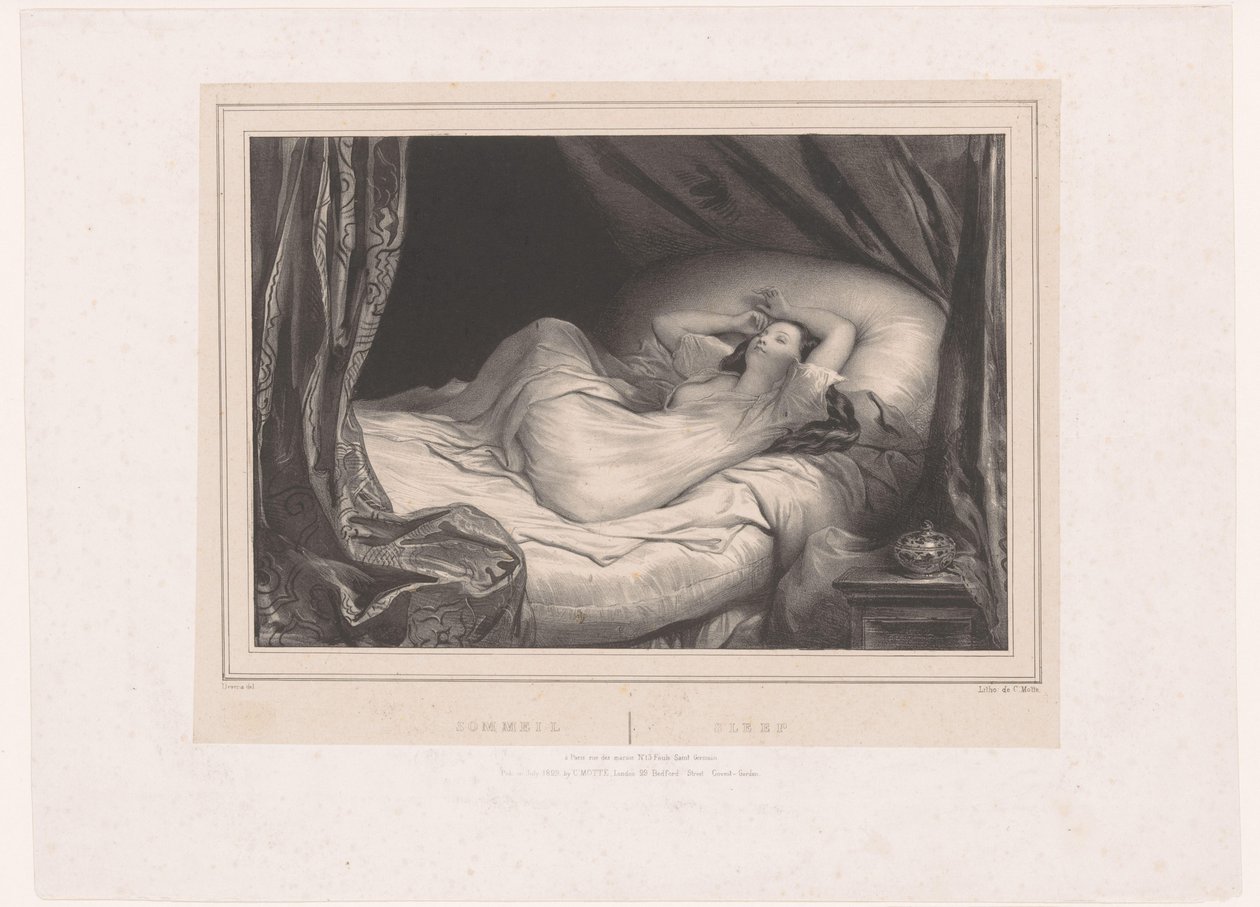 niña, sueño, cama Sommeil / Sleep (título sobre el objeto) de Achille Devéria