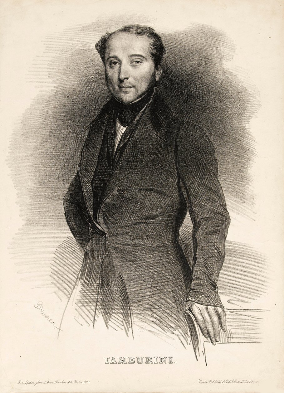 Retrato del cantante de ópera Antonio Tamburini 1800-1876, 1833 de Achille Devéria