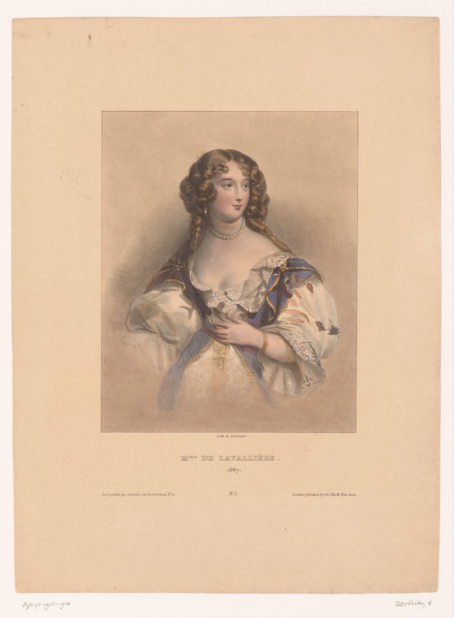 Retrato de Louise de La Valliere Miss de Lavallière, 1667 (título sobre objeto) de Achille Devéria