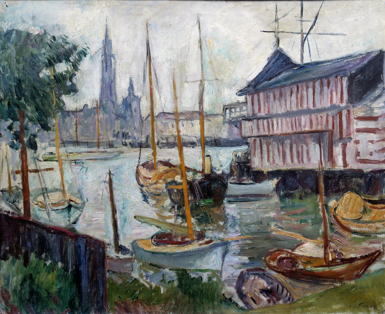 Estanque con barcas de pesca Pintura de Achille-Emile (Achille Emile) Othon Friesz (1879-1949) Siglo XX El Havre, Museo de Bellas Artes de Achille Emile Othon Friesz