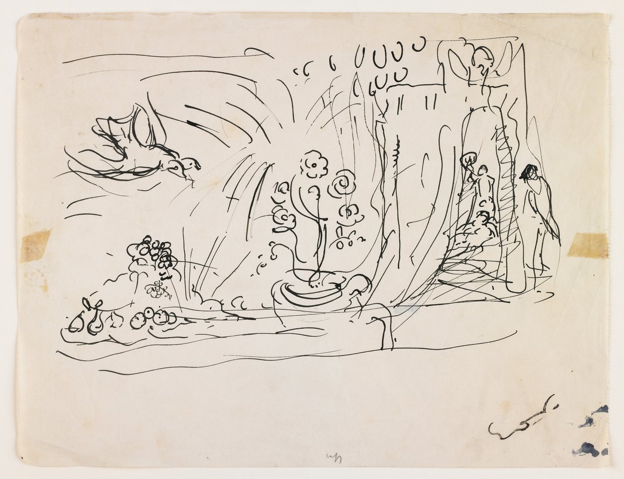Naturaleza muerta con flores (pluma y tinta negra) de Achille Emile Othon Friesz