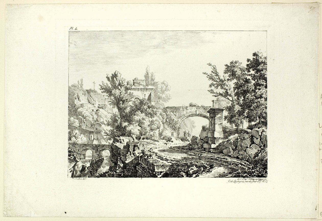 Paisaje, placa IV de Achille Etna Michallon