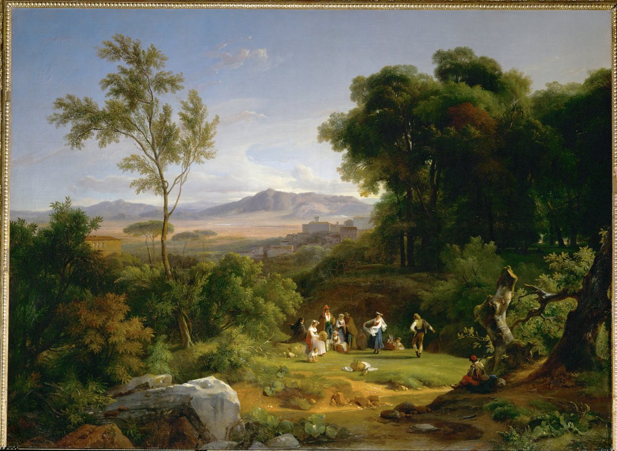 Paysage inspire par la vue de Frascati - paisaje inspirado en la vista de Frascati ... de Achille Etna Michallon
