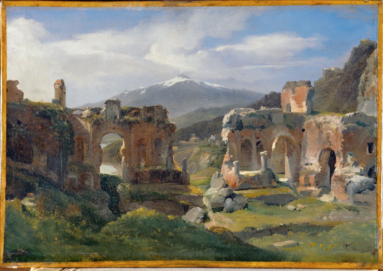 Ruines du theatre de Taormina - Ruinas del teatro de Taormina ... de Achille Etna Michallon