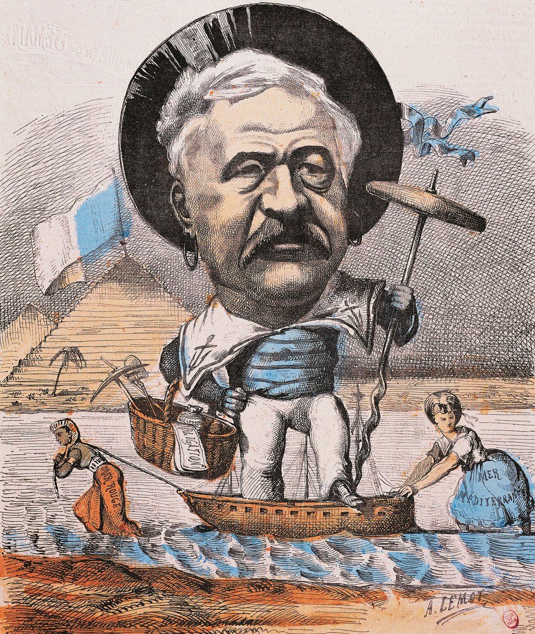 Ingeniero francés Ferdinand de Lesseps en la inauguración del Canal de Suez de Achille Lemot
