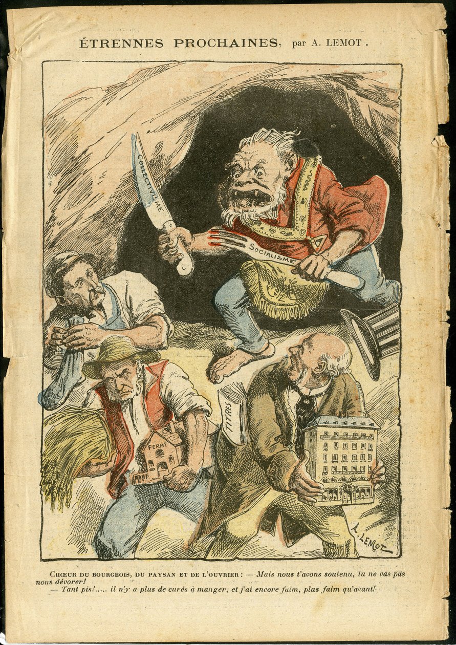 Ilustración de Achille Lemot (1846-1909) en Le Pelerin, 07/01/06 - Próximo extranjero - Agricultura, Colectivismo, Socialismo - Trabajador, Campesinos, Agricultores - Ogro/comer/tragar, Animalización de Achille Lemot