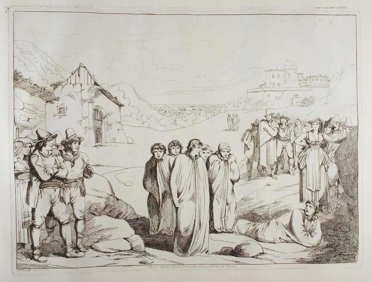 Carrera de sacos en las afueras de Roma de Achille Pinelli