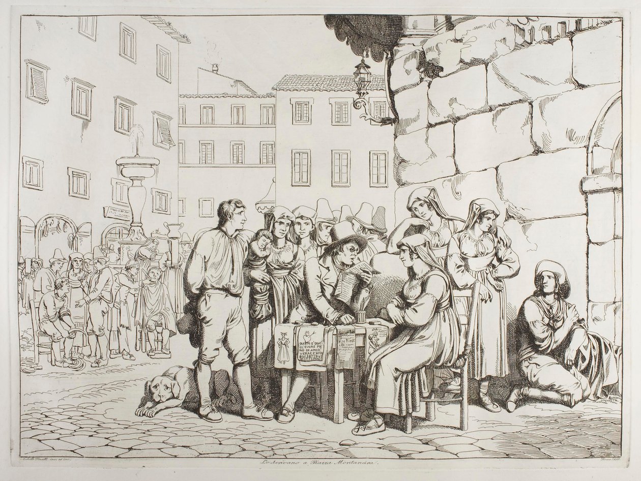 El escritor en la Piazza Montanara de Achille Pinelli