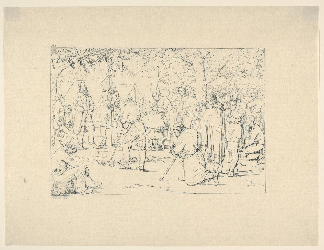 Oración en el campamento de Stonewall Jackson de Grabados de la Guerra Confederada, 1861-63 de Adalbert John Volck