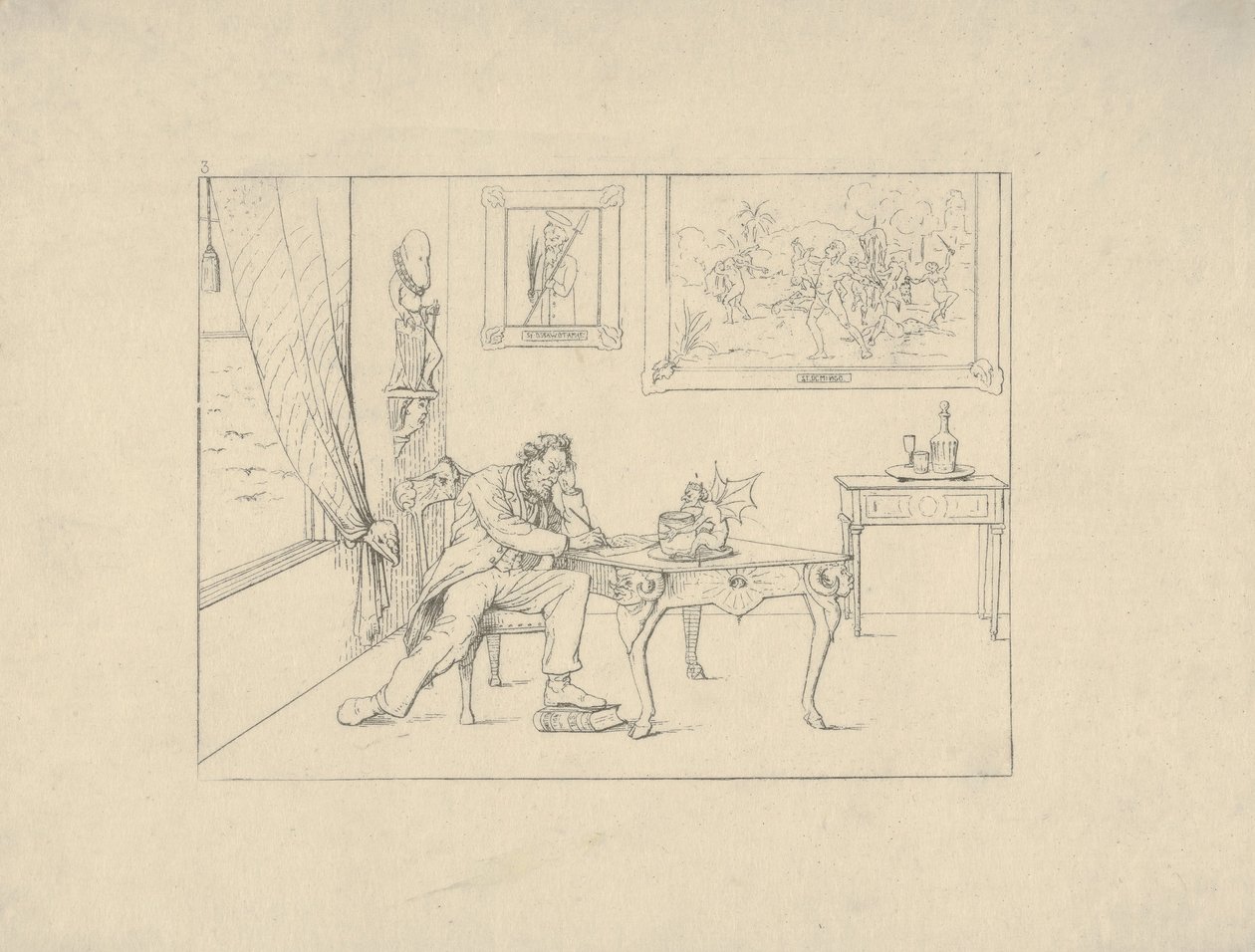 Escribiendo la Proclamación de Emancipación de Grabados de la Guerra Confederada, 1861-63 de Adalbert John Volck