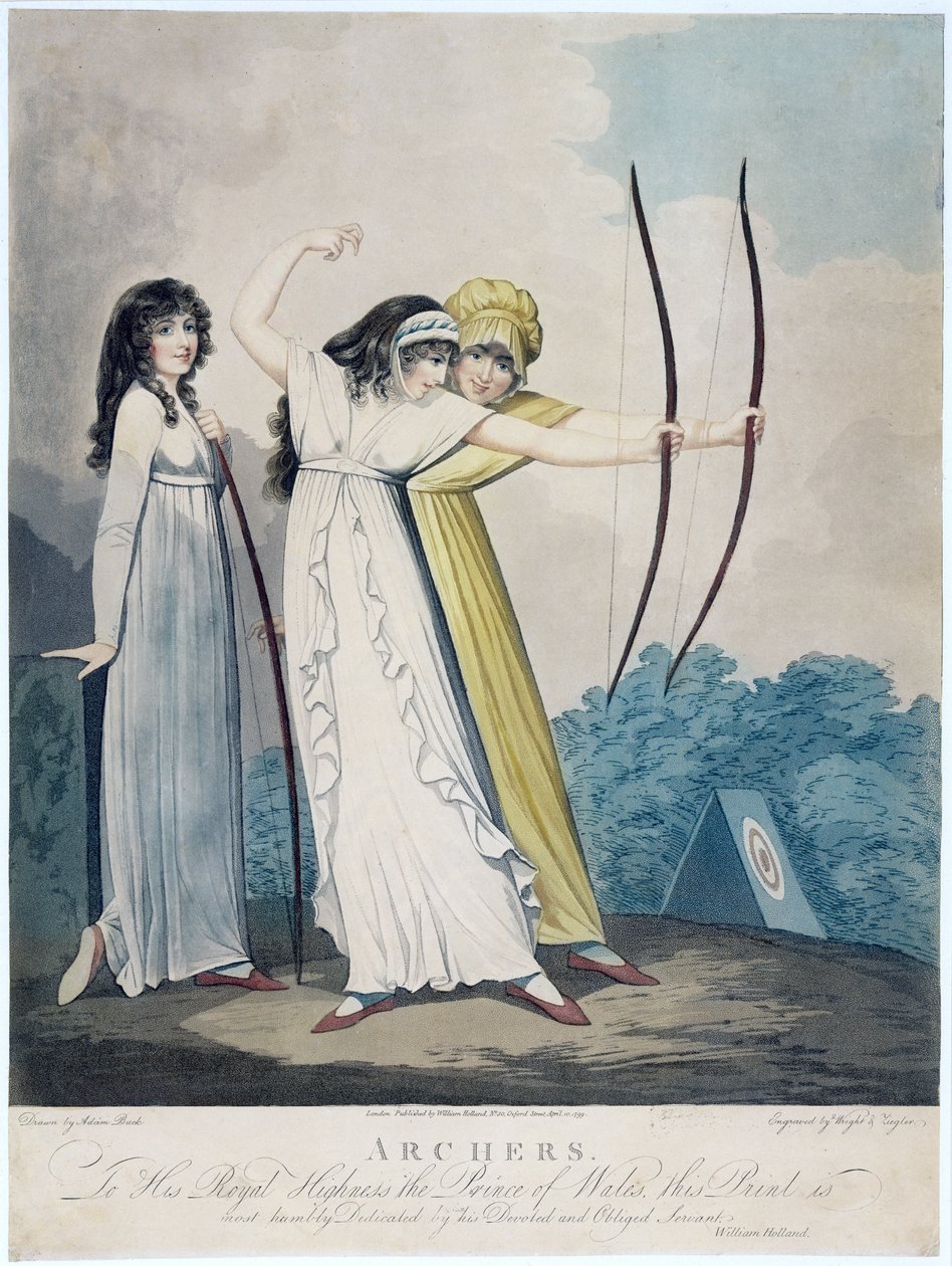 Arqueros, grabado por J.H. Wright (fl.1795-1838) y Conrad Ziegler, 1799 de Adam Buck