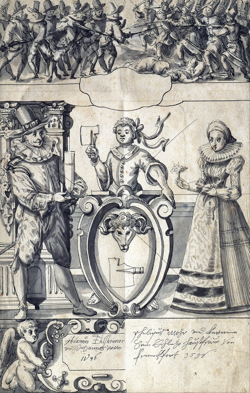 Cartón para el carnicero de Frankfurt Philipp Mohr y su esposa Catherine de Adam Elsheimer