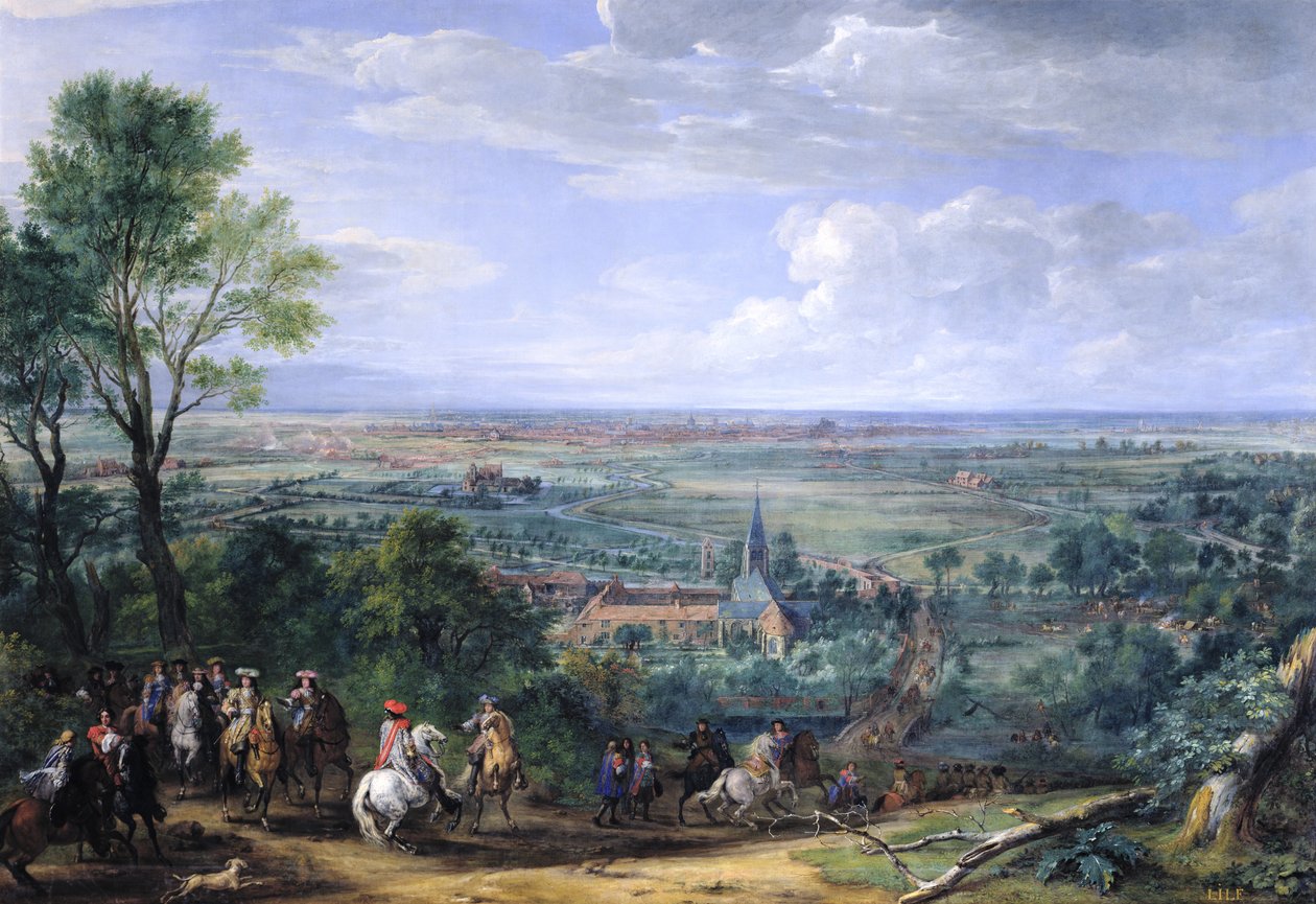 Luis XIV (1638-1715) en el Sitio de Lille frente al Priorato de Fives, agosto de 1667, c.1685 de Adam Frans van der Meulen