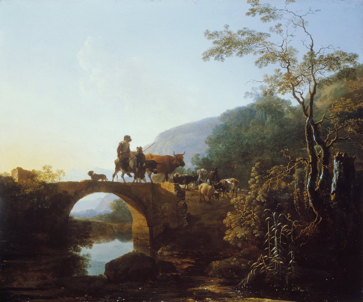 Puente en un paisaje italiano de Adam Pynacker