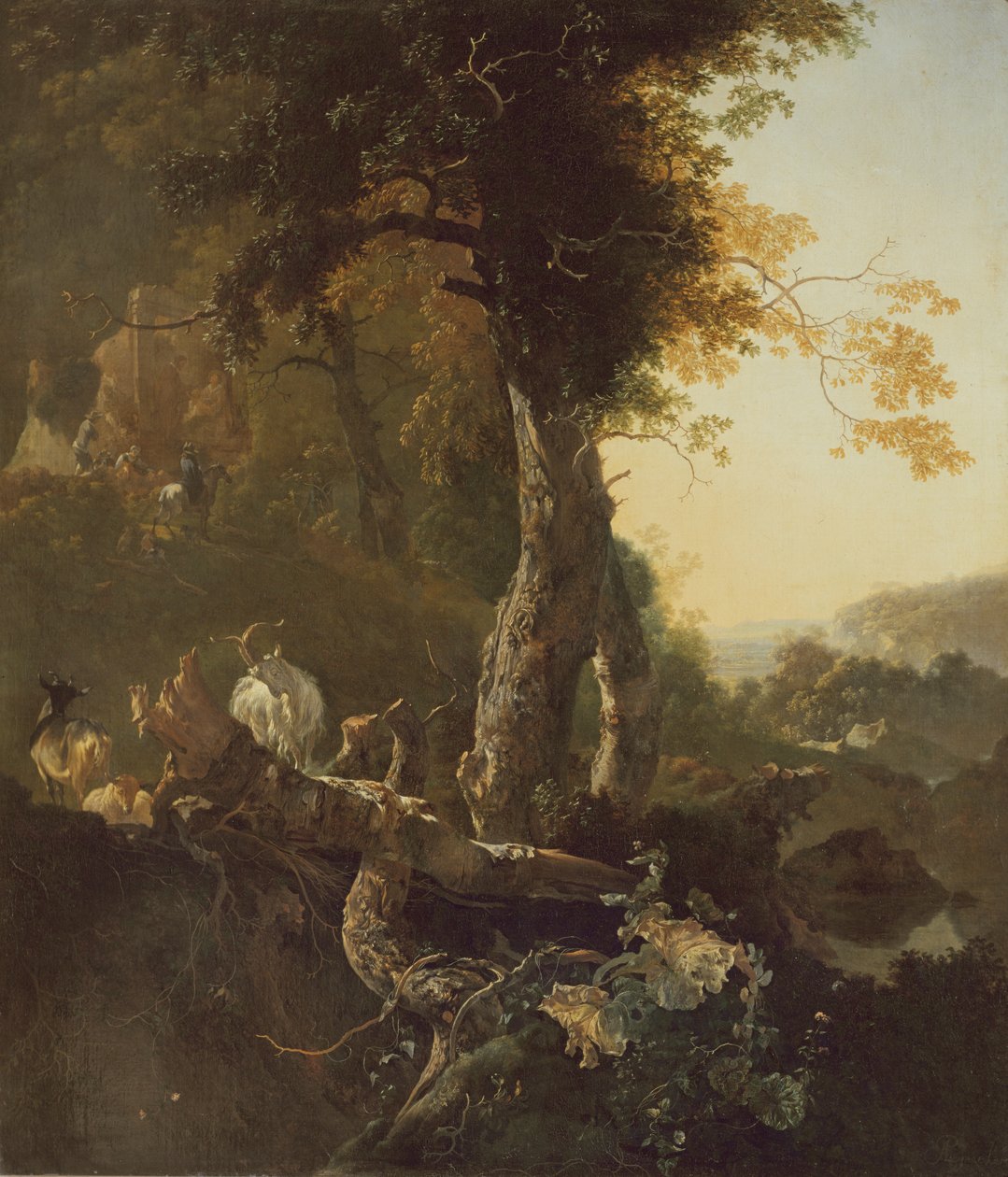 Paisaje con sol naciente de Adam Pynacker