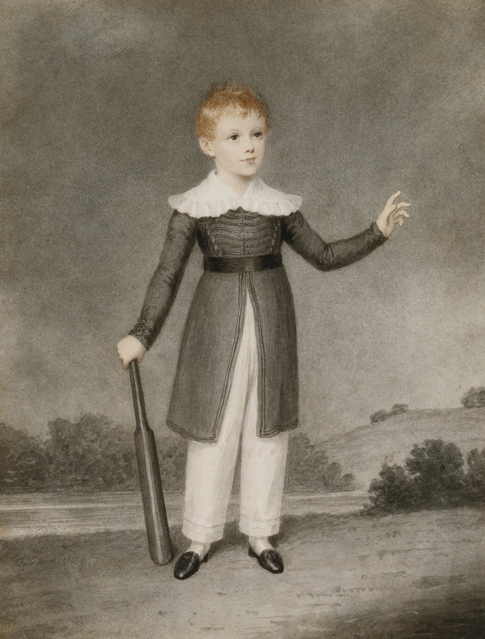 Retrato de Edward Currie sosteniendo un bate de cricket, 1830 de Adam Buck