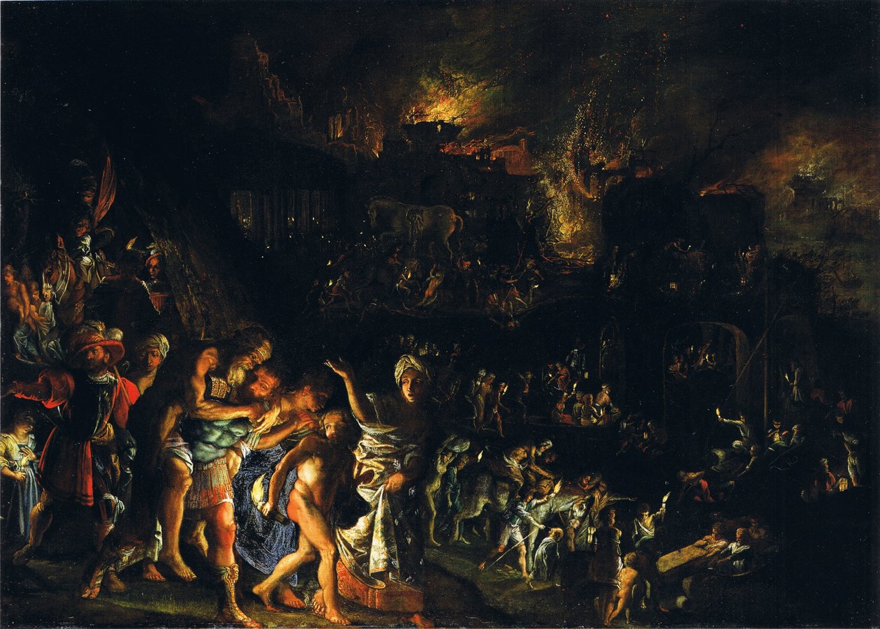 Alemán: Der Brand von Troja The Burning of Troy de Adam Elsheimer