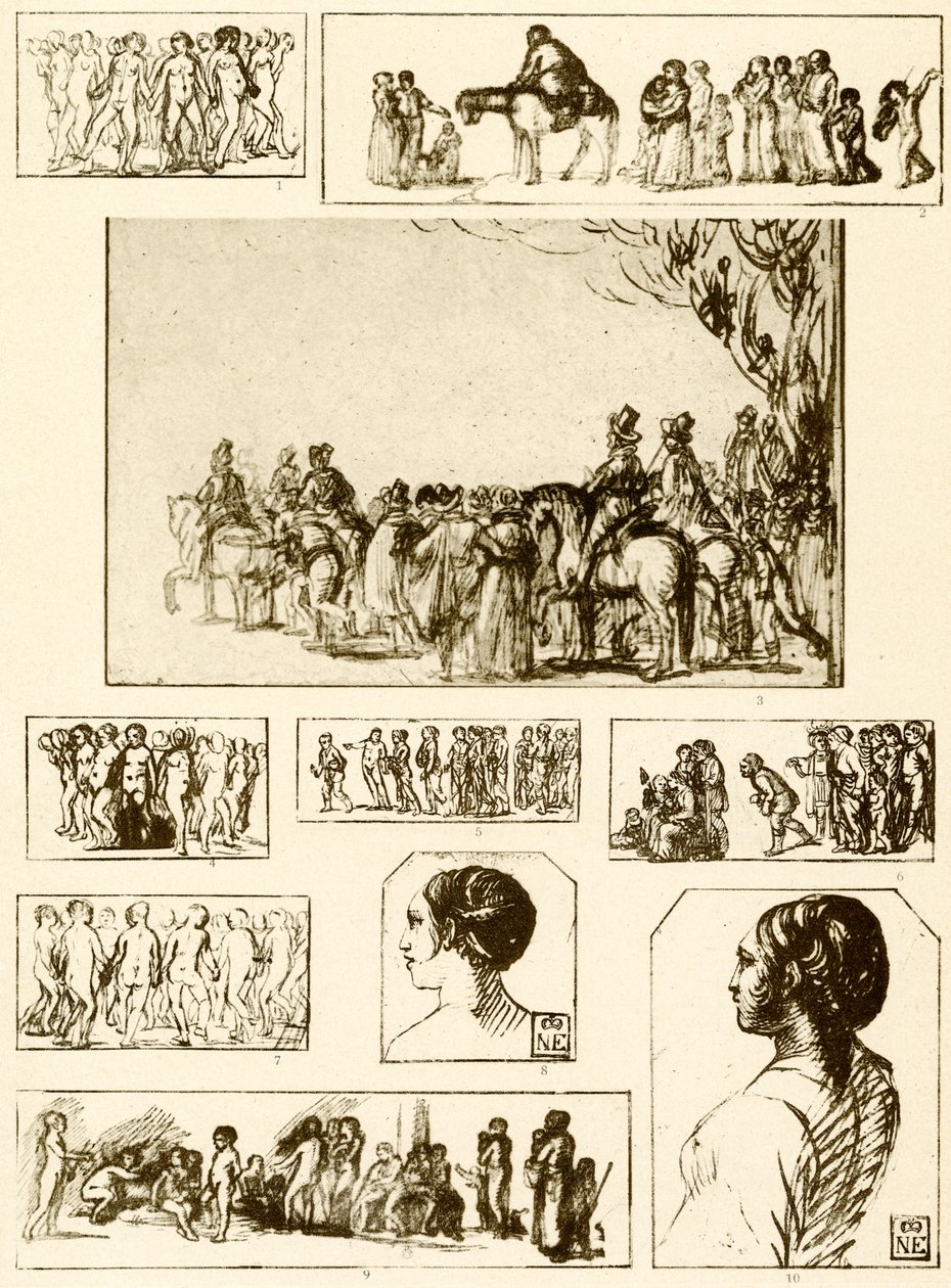 Danzas circulares, estudios de cabezas y grupos de figuras de Adam Elsheimer