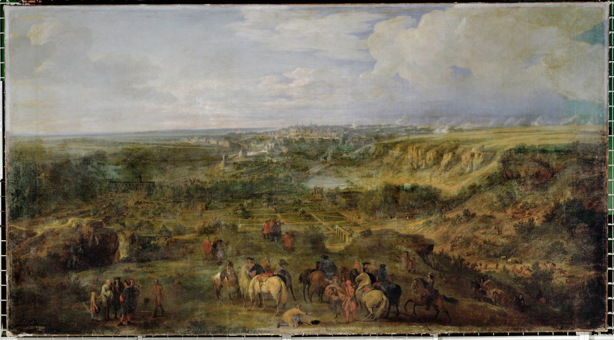 Vista de la ciudad de Luxemburgo desde los baños de Mansfeld ... de Adam Frans van der (circle of) Meulen