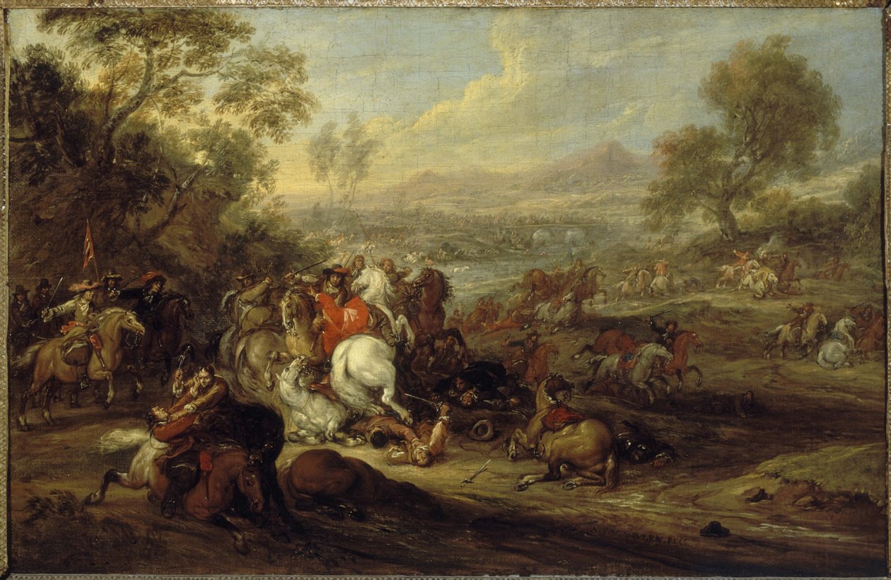 Choque de caballería o combate de caballería, entre 1652 y 1690 (óleo sobre lienzo) de Adam Frans van der Meulen