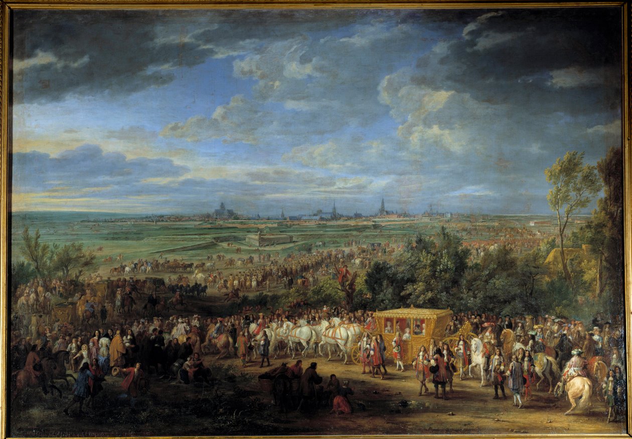 Entrada del rey Luis XIV y la reina María Teresa el 30 de julio de 1667 en Arras de Adam Frans van der Meulen