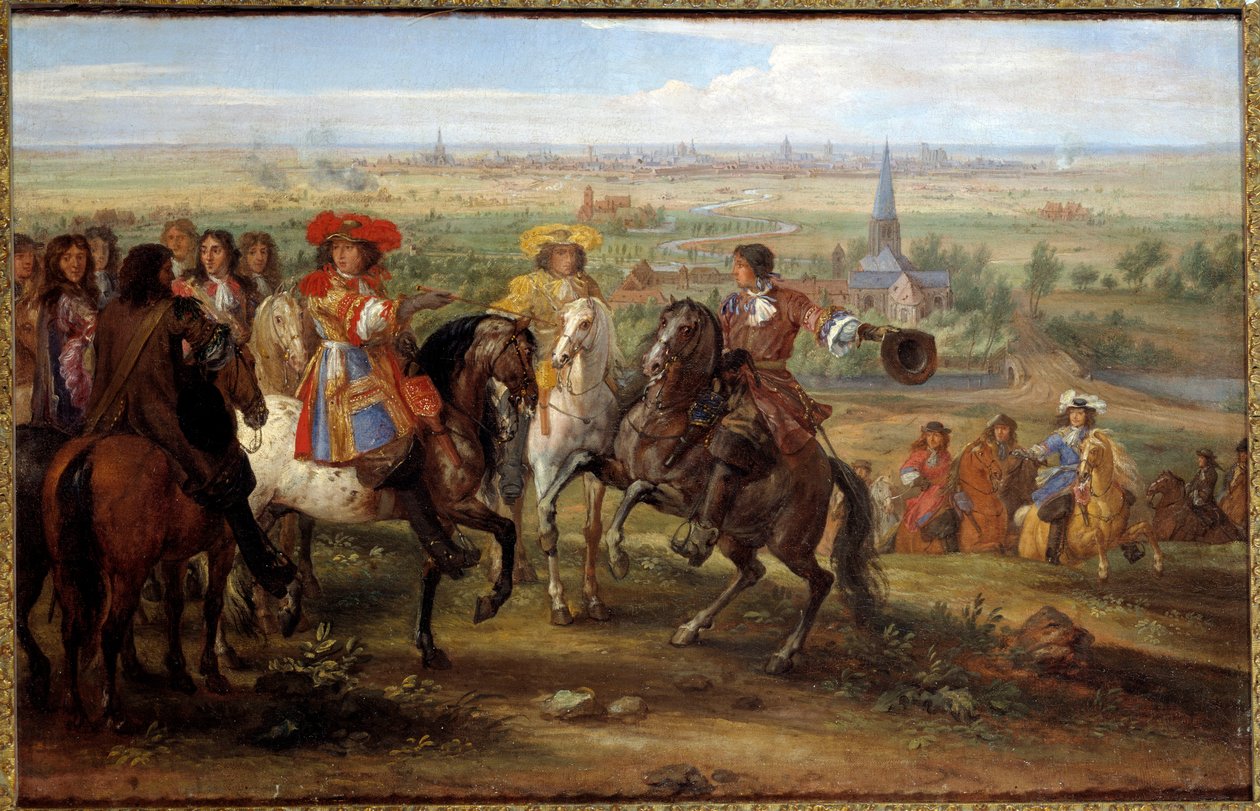 El rey Luis XIV ante la priora de Fives en el sitio de Lille en agosto de 1667 de Adam Frans van der Meulen
