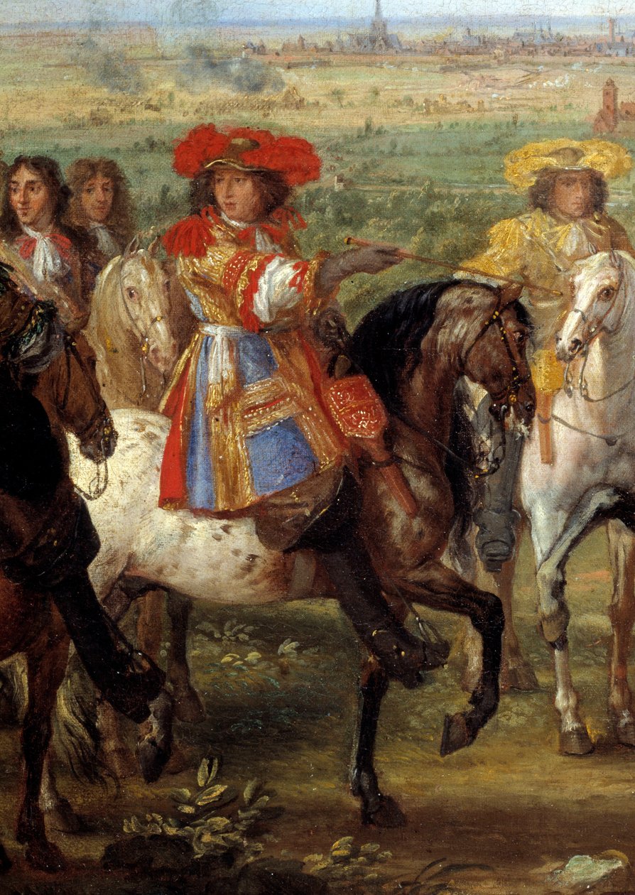 El rey Luis XIV ante la priora de Fives en el sitio de Lille en agosto de 1667 (detalle) de Adam Frans van der Meulen